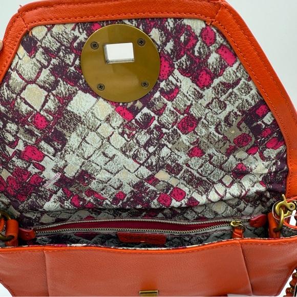Elliott Lucca Cordoba Orange Leather Shoulder/Clutch with Gold-Toned Closure - Picture 13 of 17